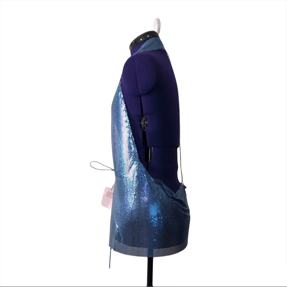 Savage X Fenty by Rihanna Blue Shiny Metallic Mesh Beaded Top - Picture 3 of 17